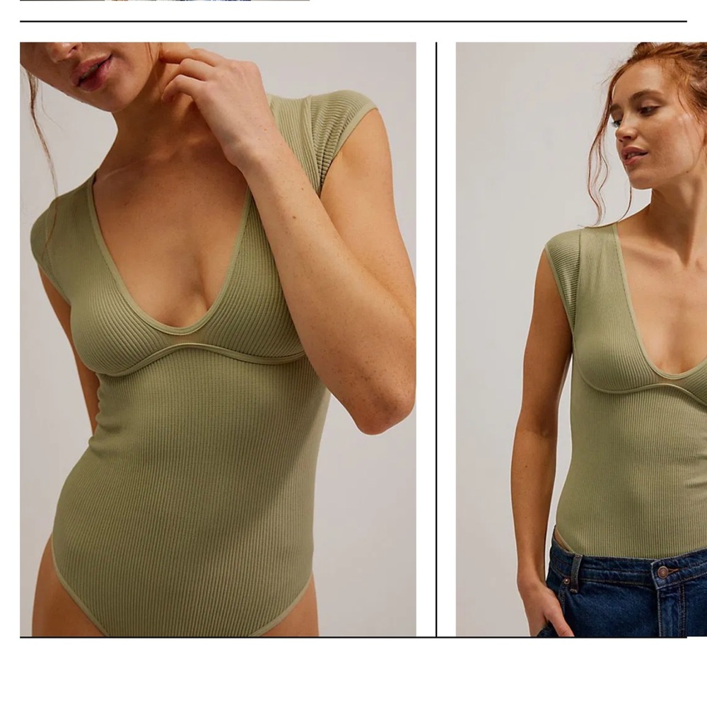 Intimately - Meg Seamless Bodysuit Olive Ribbed Women's Top